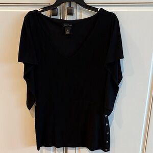 White House Black Market V-Neck Black Blouse Size XS